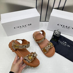 Coach Monogram Brown Sandals Flats For Women With Original Box And Dust cover 28112 Brown