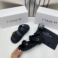 Coach Monogram Black Sandals Flats For Women With Original Box And Dust cover 28112 Black