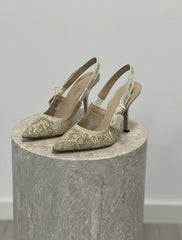 Dior Jadior Slingback Heels Pumps Gold For Her With Original Box And Carry Bag