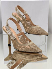 Dior Jadior Slingback Heels Pumps Gold For Her With Original Box And Carry Bag