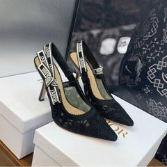 Dior Jadior Slingback Heels Pumps Black For Her With Original Box And Carry Bag