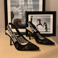 Dior Jadior Slingback Heels Pumps Black For Her With Original Box And Carry Bag