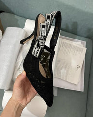 Dior Jadior Slingback Heels Pumps Black For Her With Original Box And Carry Bag