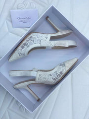 Dior Jadior Slingback Heels Pumps White For Her With Original Box And Carry Bag