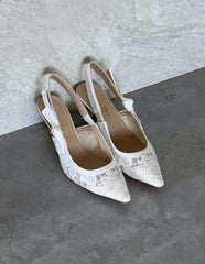 Dior Jadior Slingback Heels Pumps White For Her With Original Box And Carry Bag