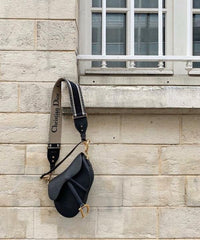 Christian Dior Saddle Bag Black Leather With OG Box Dust Bag Black 1806 Black