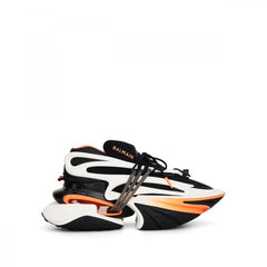 Balmain Unicorn Low-Neoprene & Calfskin in Black White Orange
