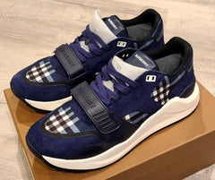 Burberry ramsey leather and cotton-canvas low-top trainers