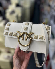 Pinko Love Studded Crossbody Bag With OG Box & Dust Bag White 9917