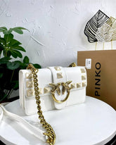 Pinko Love Studded Crossbody Bag With OG Box & Dust Bag White 9917