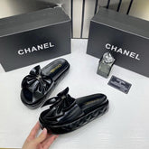 Chanel Bow Platform Slides For Women With Original Box