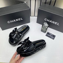 Chanel Bow Platform Slides For Women With Original Box