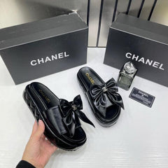 Chanel Bow Platform Slides For Women With Original Box
