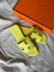 Hermes Oran Yellow Flats Sandal For Women With Original Box And Carry Bag