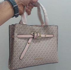 Michael Kors Emilia Pink Handbag With Dust Cover 22311 Pink