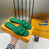 Louis Vuitton Lv Isola Green Flat Mule For Her Wid OG Box Carry Bag Green
