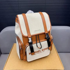 Michael Kors Outlet Unisex Brown Two Tone High Quality Canvas Backpack With Dust Cover 379301 Brown Canvas