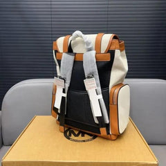 Michael Kors Outlet Unisex Brown Two Tone High Quality Canvas Backpack With Dust Cover 379301 Brown Canvas
