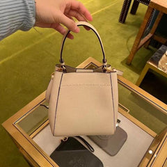 Tory Burch McGraw Small Bucket Bag With OG & Dust Cover Beige