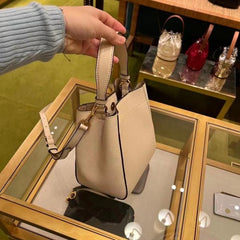 Tory Burch McGraw Small Bucket Bag With OG & Dust Cover Beige