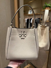 Tory Burch McGraw Small Bucket Bag With OG & Dust Cover Grey