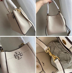 Tory Burch McGraw Small Bucket Bag With OG & Dust Cover Grey