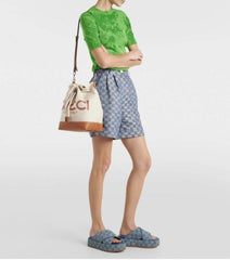 Gucci GG Angelina Platform Denim Slides For Women With Original Box And Carry Bag