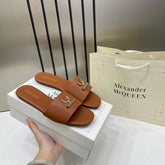 Alexander Mcqueen Alex Leather For Women With OG Box & Carry Bag Brown Apricot 1892