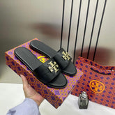 Tory Burch Eleanor Slide Flat Black With OG Box 1892 Black