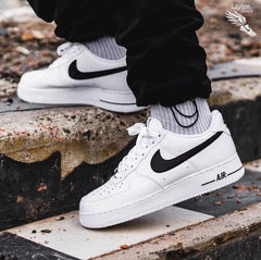 Nike Air Force 1 07 White Black Leather Sneakers