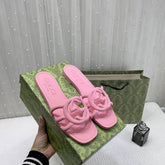 Gucci Interlocking G Slides Pink With Original Box CarryBag 475022B Pink