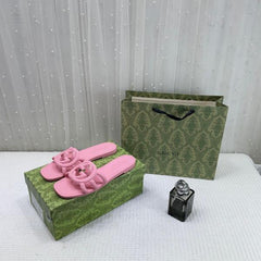 Gucci Interlocking G Slides Pink With Original Box CarryBag 475022B Pink