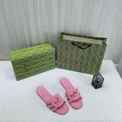 Gucci Interlocking G Slides Pink With Original Box CarryBag 475022B Pink