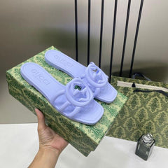 Gucci Interlocking G Slides Pink With Original Box CarryBag 475022B Purple