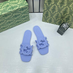 Gucci Interlocking G Slides Pink With Original Box CarryBag 475022B Purple