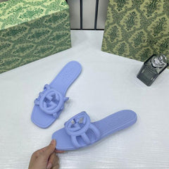 Gucci Interlocking G Slides Pink With Original Box CarryBag 475022B Purple