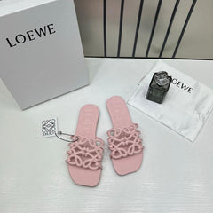 Loewe Petal Anagram Pink Slides For Women With Original Box And Dust Cover Pink 2506