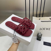 Loewe Petal Anagram Wine Red Slides For Women With Original Box And Dust Cover Wine Red 2506