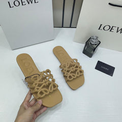 Loewe Petal Anagram Tan Beige Slides For Women With Original Box And Dust Cover Tan Beige 2506