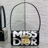 Miss Dior 2025 Black Dior Flap Shoulderbag With OG Box Dust Bag & 2belts Black D2426