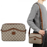 Gucci GG Supreme Messenger Unisex Bag Brown Leather With OG Box & Carry Bag 645452