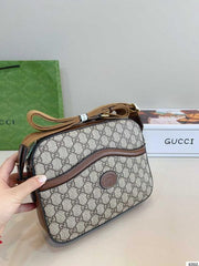 Gucci GG Supreme Messenger Unisex Bag Brown Leather With OG Box & Carry Bag 645452