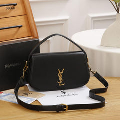 Ysl Saint Laurent Leather Shoulder Bag With OG Box & Dust Bag 3866 Black