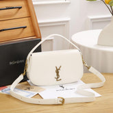 Ysl Saint Laurent Leather Shoulder Bag With OG Box & Dust Bag 3866 White