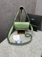 Coach Emmy Saddle Bag 23 Green With OG Box & Dust Bag C205 Green