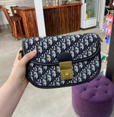 Christian Dior Oblique Monogram Bag With Bill OG Box & Dust Bag 78806 Black