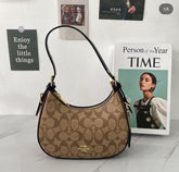 Coach Kleo Hobo In Signature Canvas With Box & Dust Bag & Sling Belt Apricot Brown C8470