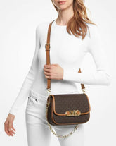 Michael Kors Parker Medium Logo Coffee Brown Messenger Bag With OG Box Dust Cover & Carry Bag 100828 Coffee Brown
