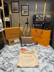 LOUIS VUITTON MARELLINI SHOULDER BAG WITH DOUBLE OG BOX AND DUST BAG INCLUDING CARRY BAG (APRICOT)