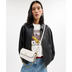 Coach Brook Flap Chain Bag With OG Box Dust Cover CAN90 Beige